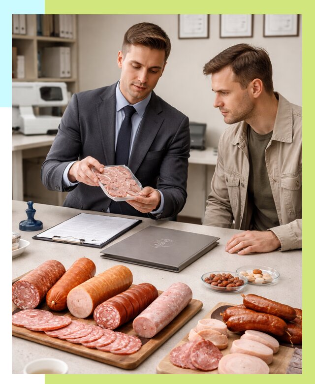 Сертификация колбасных изделий в Удомле от 7792 р. | Алешин-Дмл